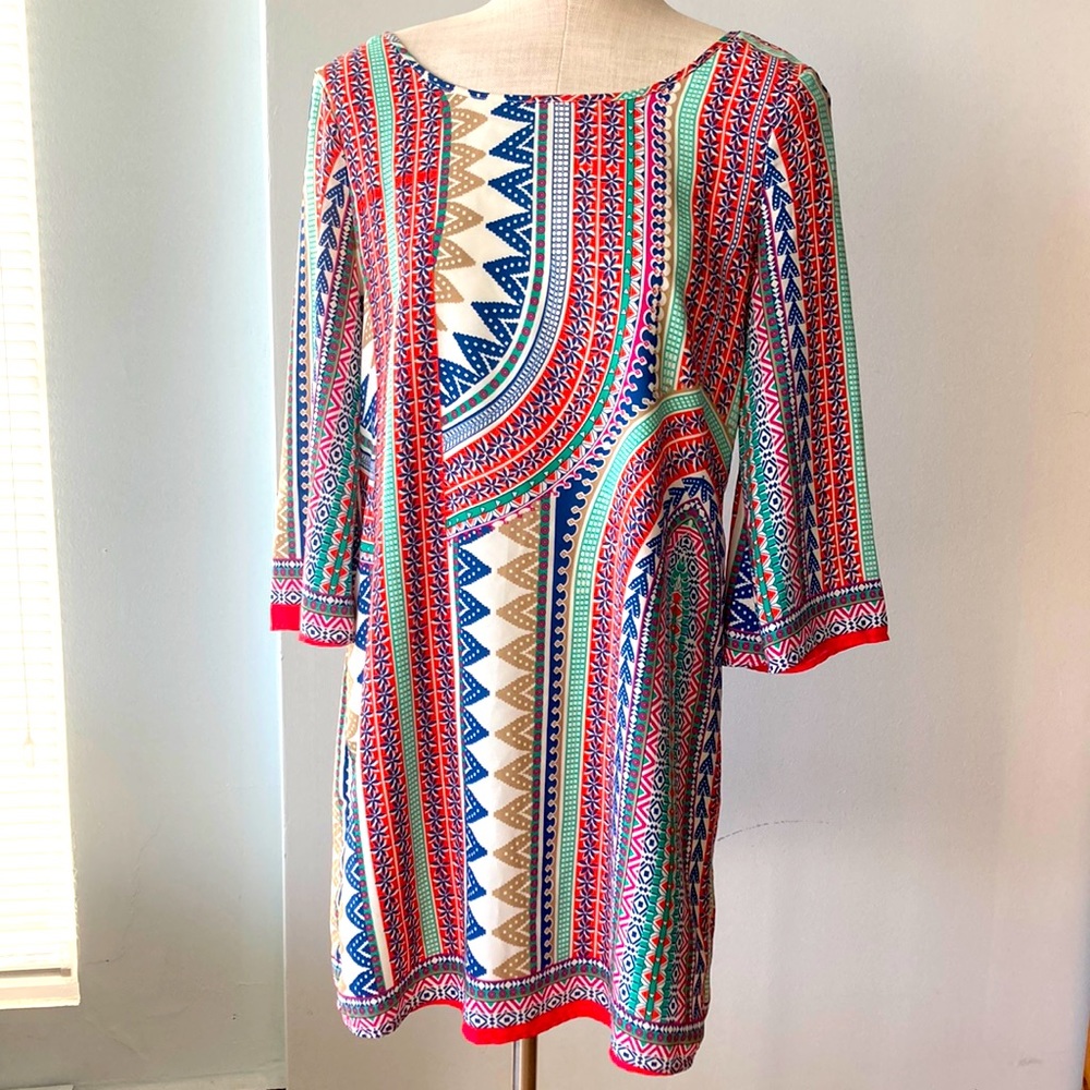 Pink Owl boho crochet back shift dress